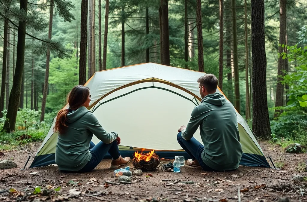 camper dans la nature - escapade dans une forêt